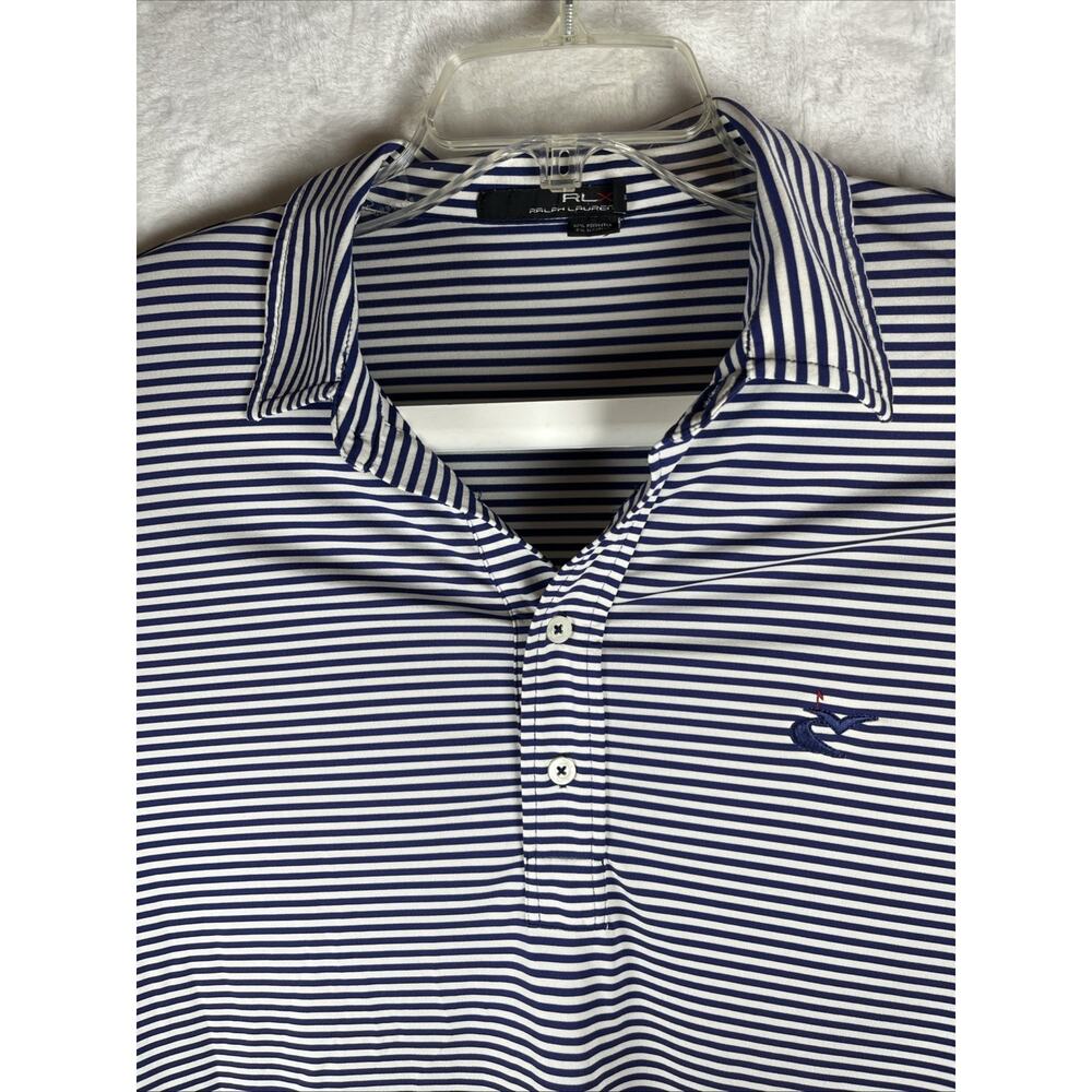 Ralph Lauren X Shirt Mens Large Striped Polo Preppy Short Sleeve Blue White Golf